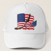 Amerikaanse vlag Eagle Soaring Baseball Hat Trucker Pet (Voorkant)
