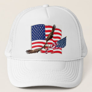 Amerikaanse vlag Eagle Soaring Baseball Hat Trucker Pet