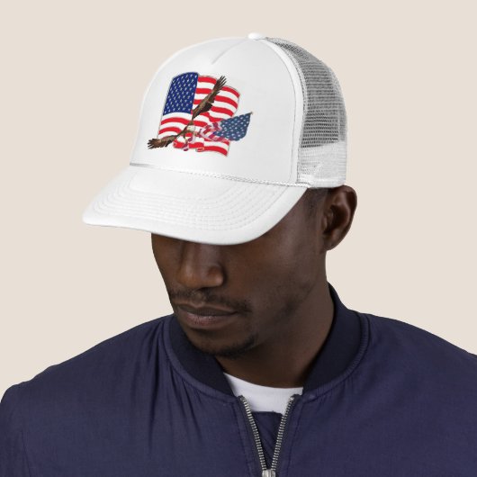 Amerikaanse vlag Eagle Soaring Baseball Hat Trucker Pet (In situ)