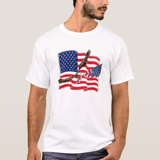 Amerikaanse vlag Eagle Soaring Freedom T shirt (Voorkant)