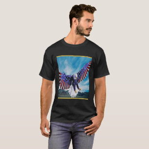 Amerikaanse vlag Eagle vliegt in de folie van het  T-shirt
