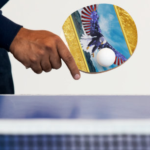 Amerikaanse vlag Eagle vliegt in de folie van het  Tafeltennisbatje