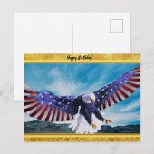 Amerikaanse vlag Eagle vliegt in goudfolie Briefkaart (Voorkant / Achterkant)