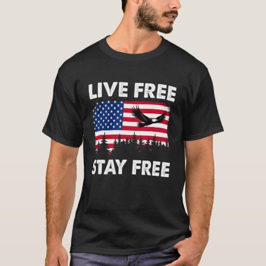 Amerikaanse vlag Eagle vliegt levend vrij en grati T-shirt (Voorkant)