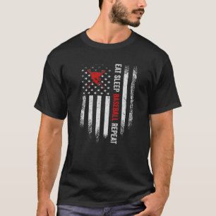 -Amerikaanse vlag Eat Sleep Baseball Repat Di T-shirt