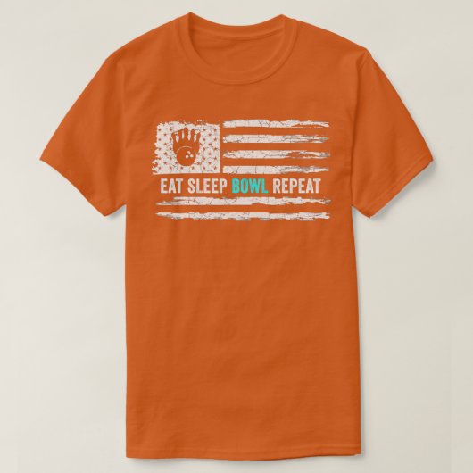 -Amerikaanse vlag Eat Sleep Bowl T T-shirt (Design voorkant)