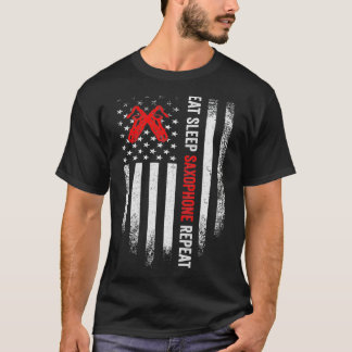 -Amerikaanse vlag Eat Sleep Saophone Herhaling Sa T-shirt