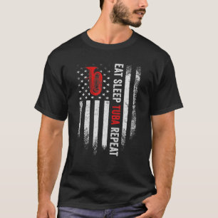 -Amerikaanse vlag Eat Sleep Tuba Tubist herhalen T-shirt