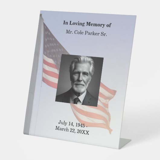 Amerikaanse vlag Elegant begrafenismonument Reclamebord Met Voetstuk (Voorkant)