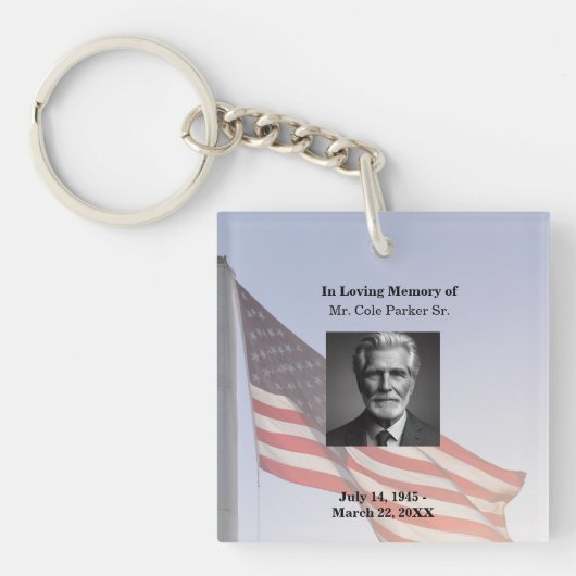 Amerikaanse vlag Elegant begrafenismonument Sleutelhanger (voorkant)