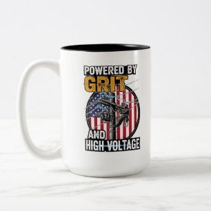 Amerikaanse Vlag Elektricien Cadeau Tweekleurige Koffiemok