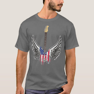 Amerikaanse vlag — Elektrische gitaar en vleugels T-shirt
