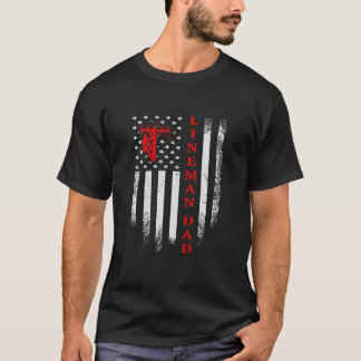 Amerikaanse vlag Elektrische kabel Lineman Dad T-shirt