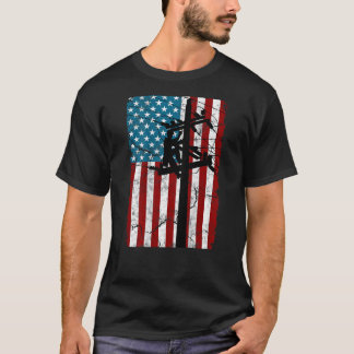 Amerikaanse vlag Elektrische Kabel Silhouet Linema T-shirt