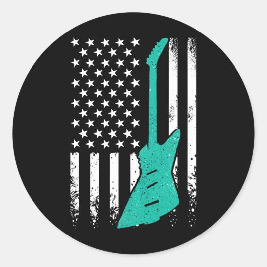 Amerikaanse vlag  elektrische rock gitaar 4e ronde sticker (Voorkant)