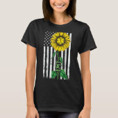  Amerikaanse vlag Emt Sunflower Hippie Emt Nur T-shirt (Voorkant)