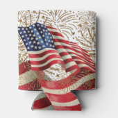  Amerikaanse Vlag en 4 juli Vuurwerk Blikjeskoeler (Achterkant)