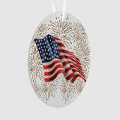 Amerikaanse Vlag en 4 juli Vuurwerk Ornament (voorkant)