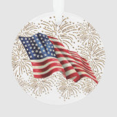 Amerikaanse Vlag en 4 juli Vuurwerk Ornament (achterkant)