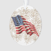  Amerikaanse Vlag en 4 juli Vuurwerk Ornament (voorkant)