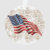 Amerikaanse Vlag en 4 juli Vuurwerk Ornament (voorkant)
