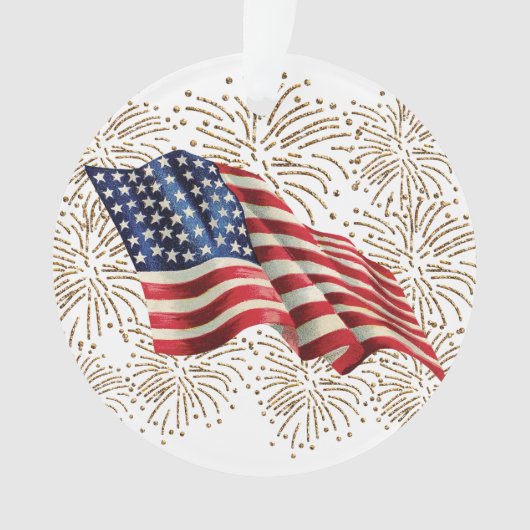  Amerikaanse Vlag en 4 juli Vuurwerk Ornament (voorkant)