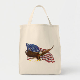 Amerikaanse vlag en adelaar dubbelzijdig tote bag