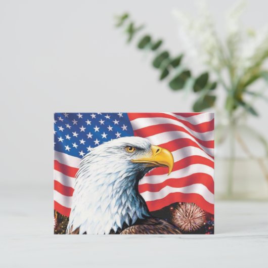 Amerikaanse vlag en adelaar feestdagenkaart (Staand voorkant)