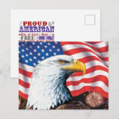 Amerikaanse vlag en adelaar feestdagenkaart (Voorkant / Achterkant)