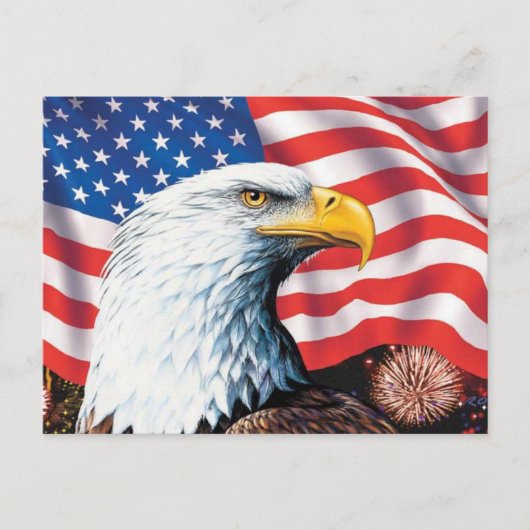 Amerikaanse vlag en adelaar feestdagenkaart (Voorkant)