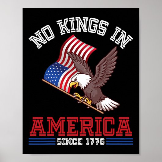 Amerikaanse vlag en adelaar geen koningen in Ameri Poster (Voorkant)