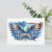 Amerikaanse vlag en adelaar.Patriottisch. Bedankkaart (Staand voorkant)