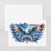 Amerikaanse vlag en adelaar.Patriottisch. Bedankkaart (Voorkant / Achterkant)