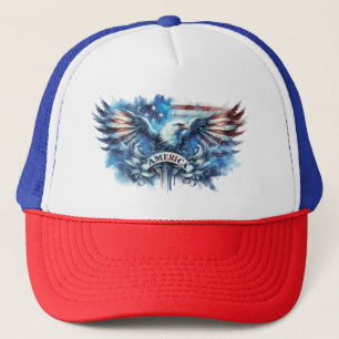 Amerikaanse vlag en adelaar.Patriottisch. Trucker Pet