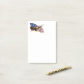 Amerikaanse vlag en adelaar post-it® notes (Op bureau)