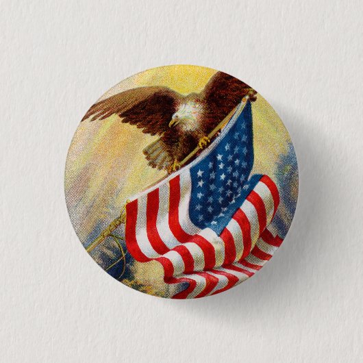  Amerikaanse vlag en adelaar Ronde Button 3,2 Cm (Voorkant)