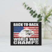 Amerikaanse vlag en adelaar wereldkampioen briefkaart (Staand voorkant)