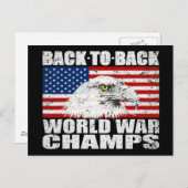 Amerikaanse vlag en adelaar wereldkampioen briefkaart (Voorkant / Achterkant)