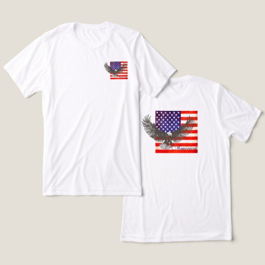 Amerikaanse vlag en adelaarslijn art Americana T-s Tri-Blend Shirt (Ontwerp Voorkant & Achterkant)