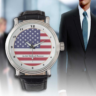 Amerikaanse vlag en Amerikaanse mode VS/design Horloge