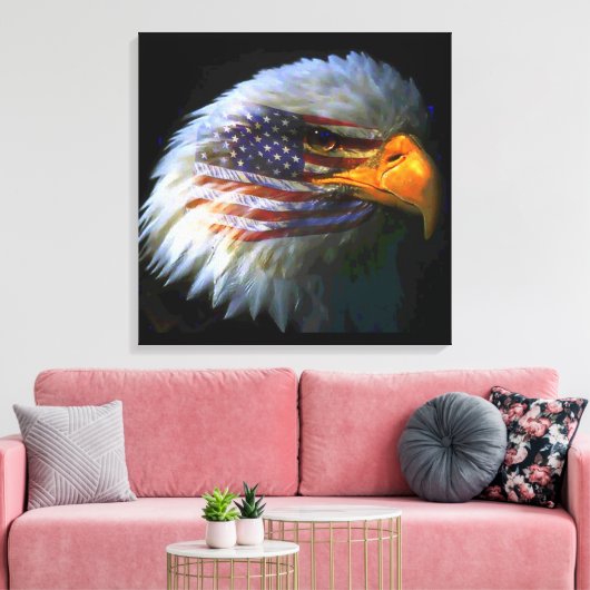 Amerikaanse vlag en Amerikaanse vlag Canvas Afdruk (Insitu (Woonkamer))