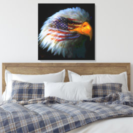 Amerikaanse vlag en Amerikaanse vlag Canvas Afdruk