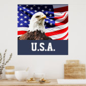Amerikaanse vlag en Amerikaanse zeearend Poster (Keuken)
