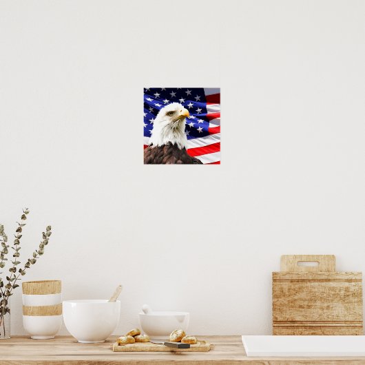 Amerikaanse vlag en Amerikaanse zeearend Poster (Keuken)