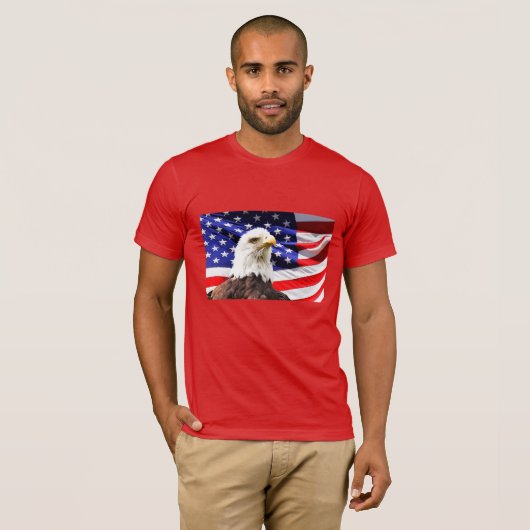 Amerikaanse vlag en Amerikaanse zeearend T-shirt (Voorkant volledig)