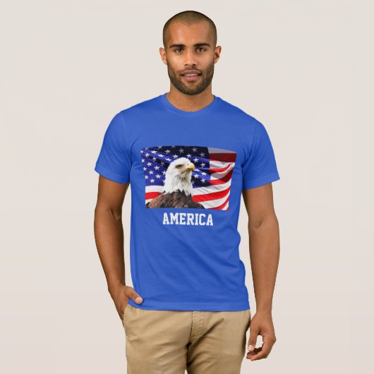 Amerikaanse vlag en Amerikaanse zeearend T-shirt (Voorkant volledig)