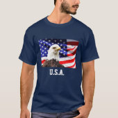 Amerikaanse vlag en Amerikaanse zeearend T-shirt (Voorkant)