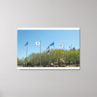 Amerikaanse vlag en andere lokale vlaggen canvas afdruk