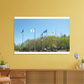 Amerikaanse vlag en andere lokale vlaggen canvas afdruk (Insitu (Woonkamer))