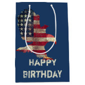 Amerikaanse vlag en Bald Eagle Birthday Medium Cadeauzakje (Voorkant)
